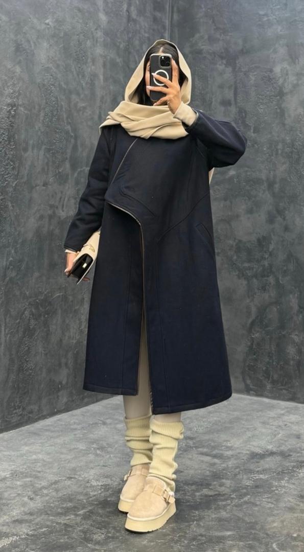 پالتو فوتر بلند زنانه آستردار |  قیمت ویژه خوشه مد کد 50138