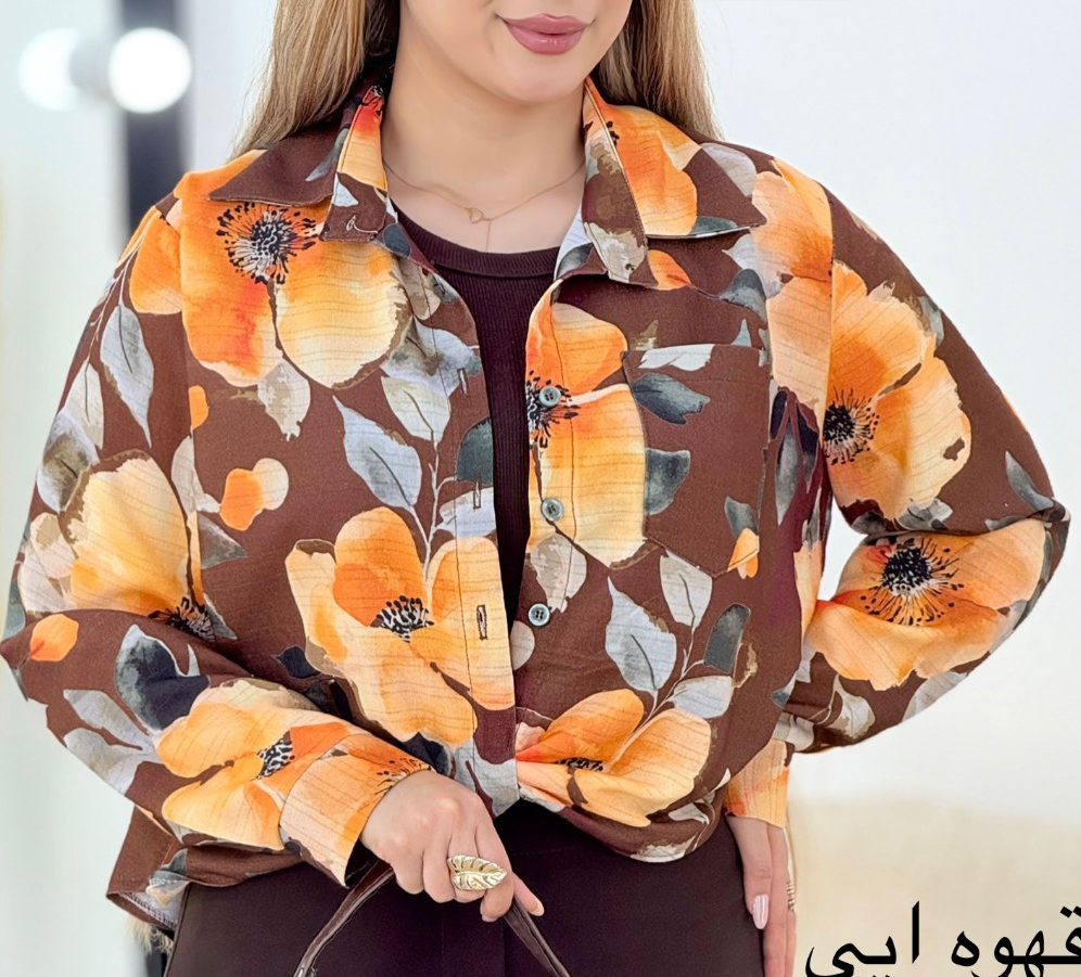 شومیز لینن جلوپیچ گلدار | قیمت ویژه خوشه مد   کد 10346
