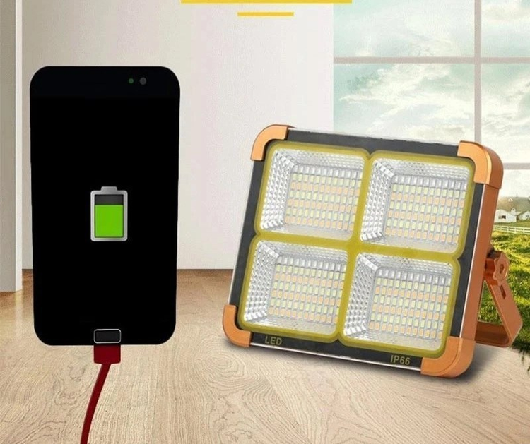 چراغ خورشیدی سولار Solar LED Light اورجینال با پاوربانک | 288 لامپ ضدآب 1000 وات مناسب باغ، ویلا و قطعی برق کد M30001