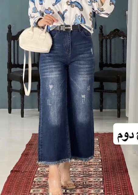 شلوار جین شافل واید زنانه سایز 40 | قیمت ویژه خوشه مد| کد 40129